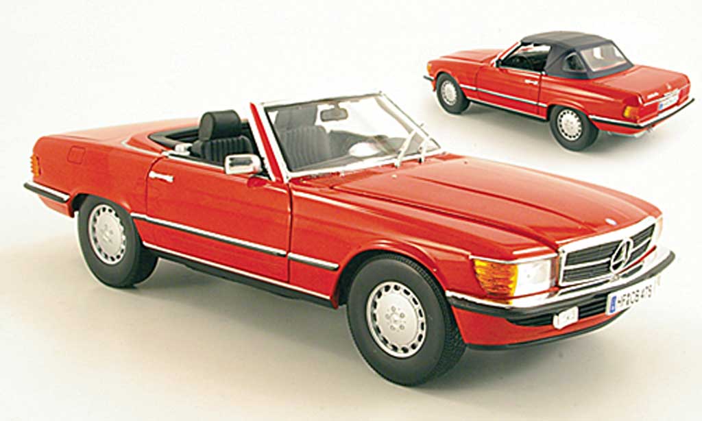 Mercedes 300 1/18 Norev SL (R107) rosso 1985 modellino in miniatura