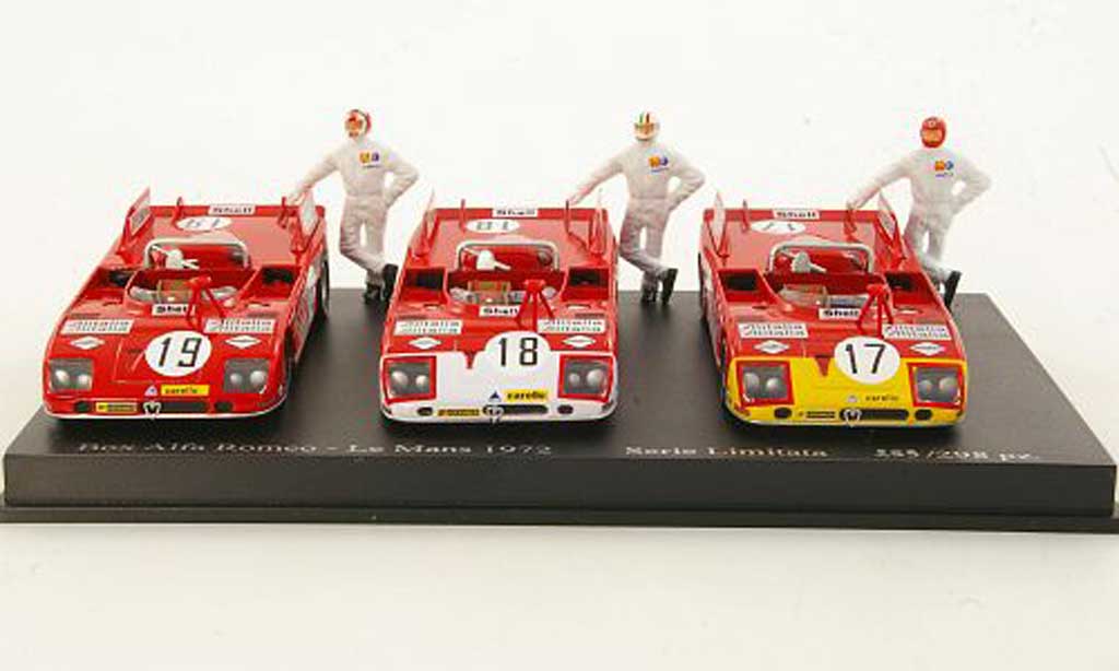 Alfa Romeo 33.3 1/43 M4 3er-Set TT: No.17 Elford + No.18 Vaccarella + No.19 Stommelen 24h Le Mans modellino in miniatura