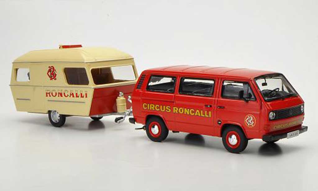 Volkswagen T3 1/43 Premium ClassiXXs a Bus mit Wohnanhanger Circus Roncalli modellino in miniatura