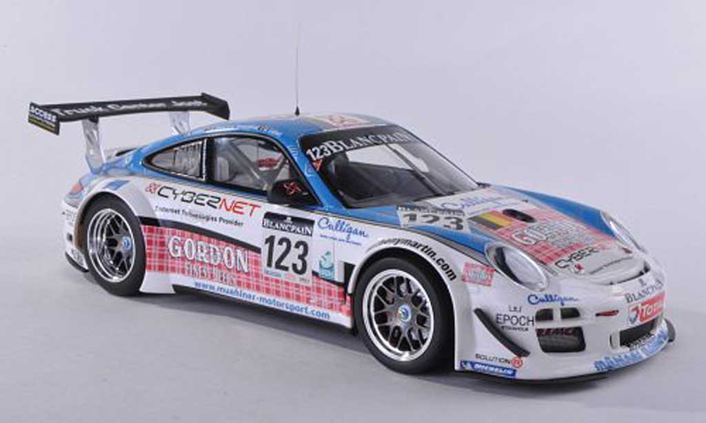 Porsche 997 GT3 1/18 Minichamps GT3 R 2011 No.123 Muhlner Motorsport 24h Spa Fumal/Thiry/Rosenblad/Lefort modellino in miniatura