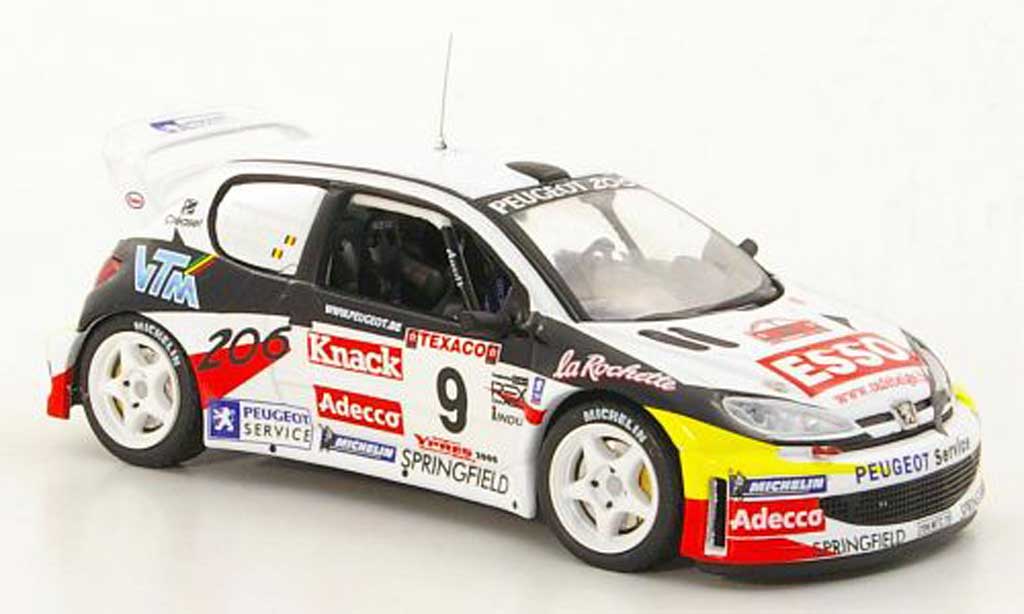 Peugeot 206 WRC 1/43 IXO WRC No.9 P.Snijers / E.v.d.Pluym Rally Ypern 2000 modellino in miniatura