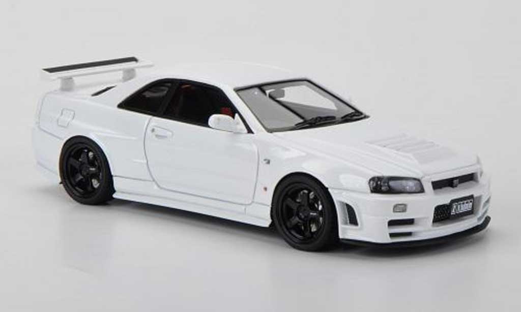 Nissan Skyline R34 1/43 HPI R34 GT-R Nismo Z-tune bianco RHD modellino in miniatura