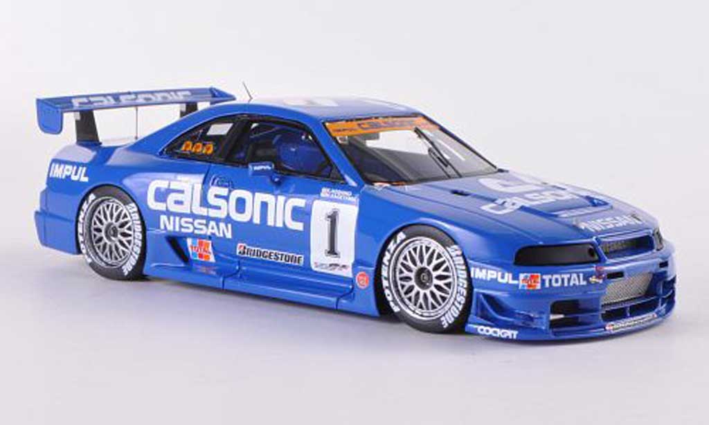 Nissan Skyline R33 1/43 HPI R33 GT-R No.1 Calsonic K.Hoshino / M.Kageyama JGTC Mine 1995 modellino in miniatura