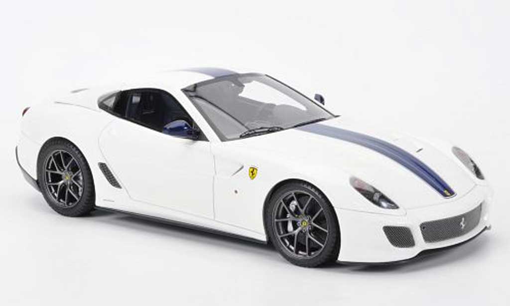Ferrari 599 GTO 1/18 MR Collection GTO bianco avec blu Streifen modellino in miniatura