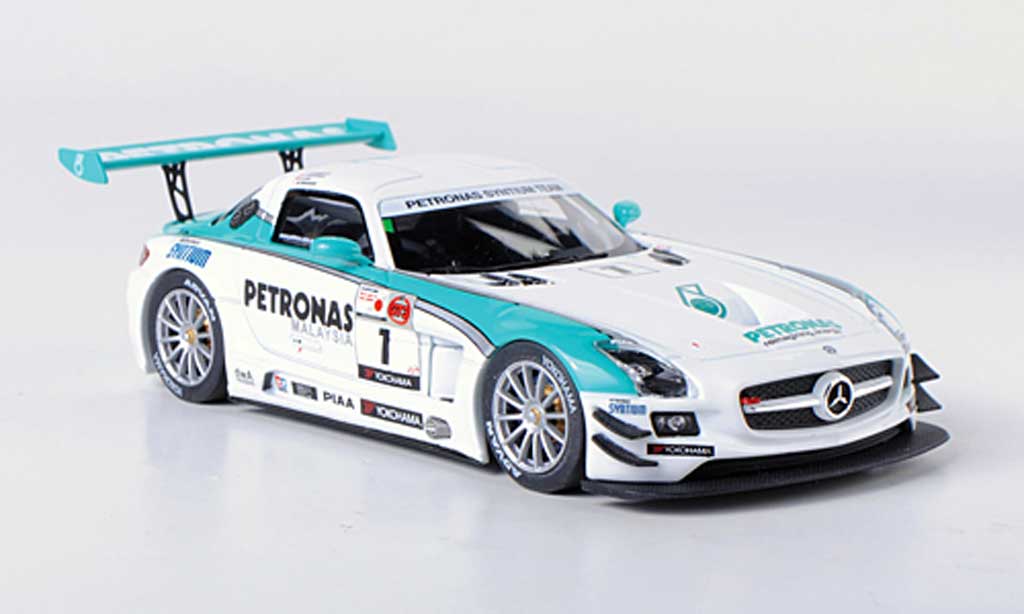 Mercedes SLS 1/43 Ebbro AMG GT3 No.1 Petronas Syntium N.Taniguchi / F.Hairuman / D.Ang / M.Yanagida Super Taikyu 2012 modellino in miniatura