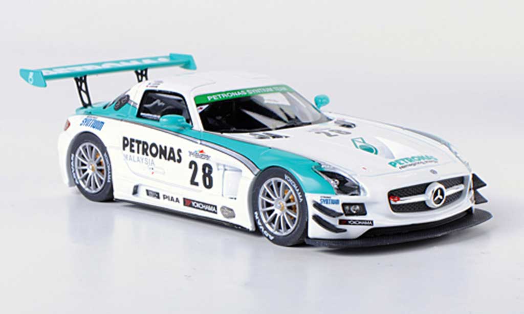 Mercedes SLS 1/43 Ebbro AMG GT3 No.28 Petronas Syntium M.Moh / T.Kataoka / J.Lester / R.Ritchie Super Taikyu 2012 modellino in miniatura