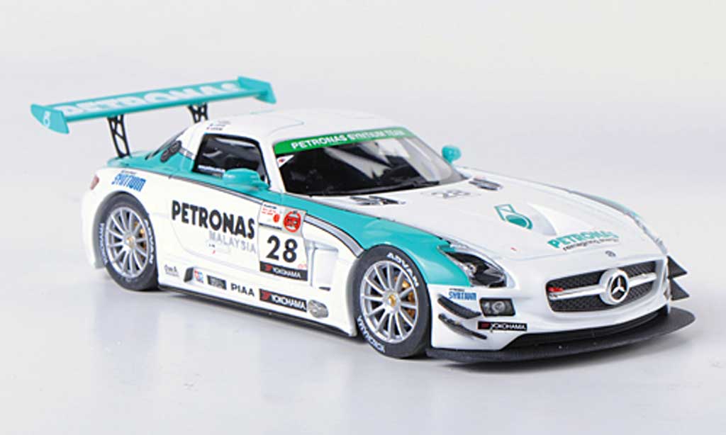 Mercedes SLS 1/43 Ebbro AMG GT3 No.28 Petronas Syntium M.Moh / T.Kataoka / J.Lester / R.Ritchie 12h Merdeka 2011 modellino in miniatura