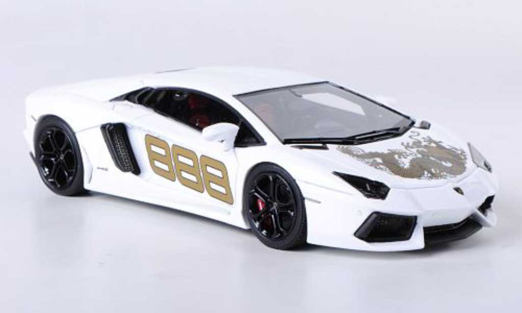 Lamborghini Aventador LP700-4 1/43 Look Smart LP700-4 No.888 bianco mit Drachen-Dekor modellino in miniatura