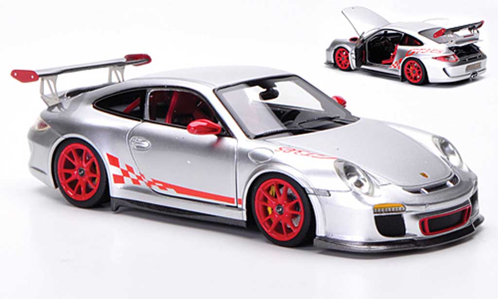 Porsche 997 GT3 RS 1/43 FrontiArt GT3 RS 2010 grigio/rosso modellino in miniatura