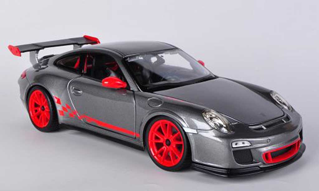 Porsche 997 GT3 RS 1/18 Burago GT3 RS grigio/rosso modellino in miniatura