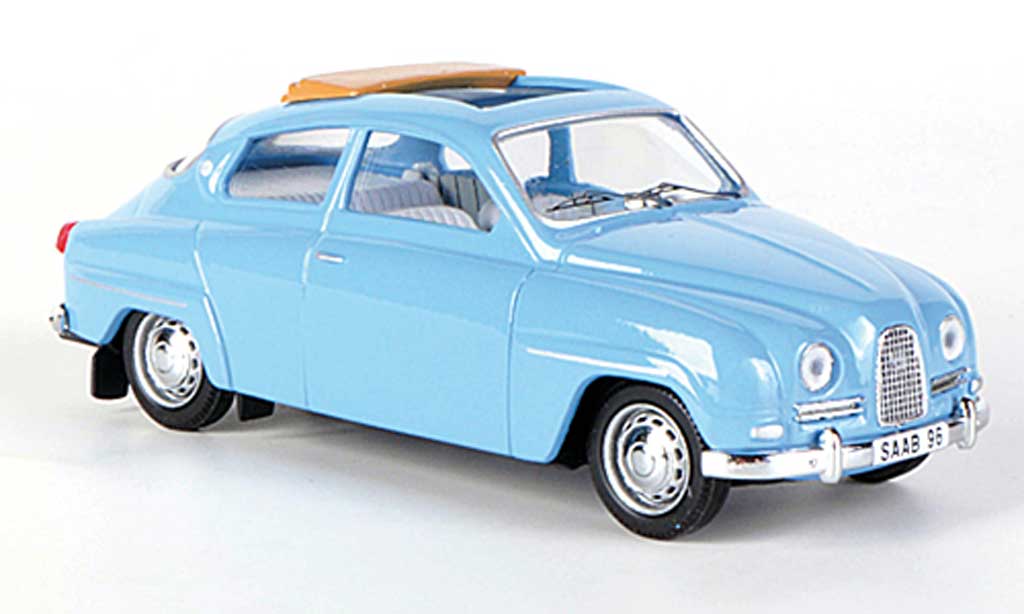 Saab 96 1/43 Skandinavisk blu geoffnetes Faltdach 10 modellino in miniatura
