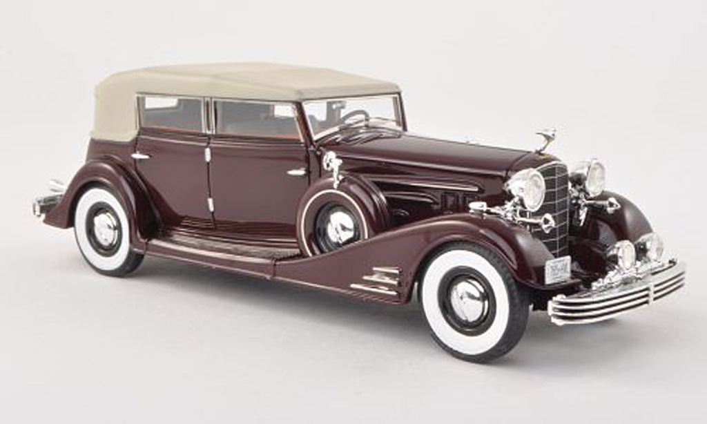 Cadillac Fleetwood 1/43 Neo Allweather Phaeton nero-rosso/nero-beige 1933 modellino in miniatura
