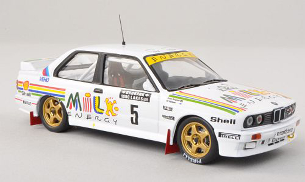Bmw M3 E30 1/43 IXO E30 No.5 Milk Energy Rally 1000 Lakes 1988 A.Vantanen/B.Berglund modellino in miniatura