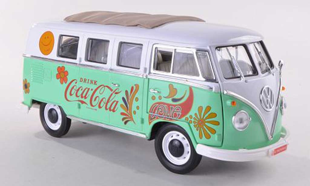 Volkswagen T1 1/18 Motor City Classics Samba Coca-Cola bianco/grun 1962 modellino in miniatura