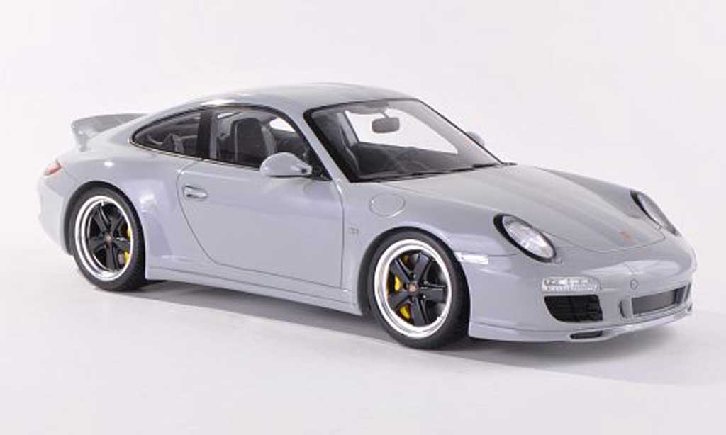 Porsche 997 S 1/18 Spark Carrera Sport Classic grigio mit grigioen Streifen modellino in miniatura