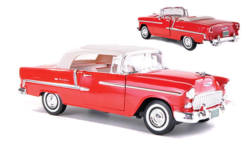 Chevrolet Bel Air 1955 1/18 Motormax 1955 Convertibile rosso modellino in miniatura