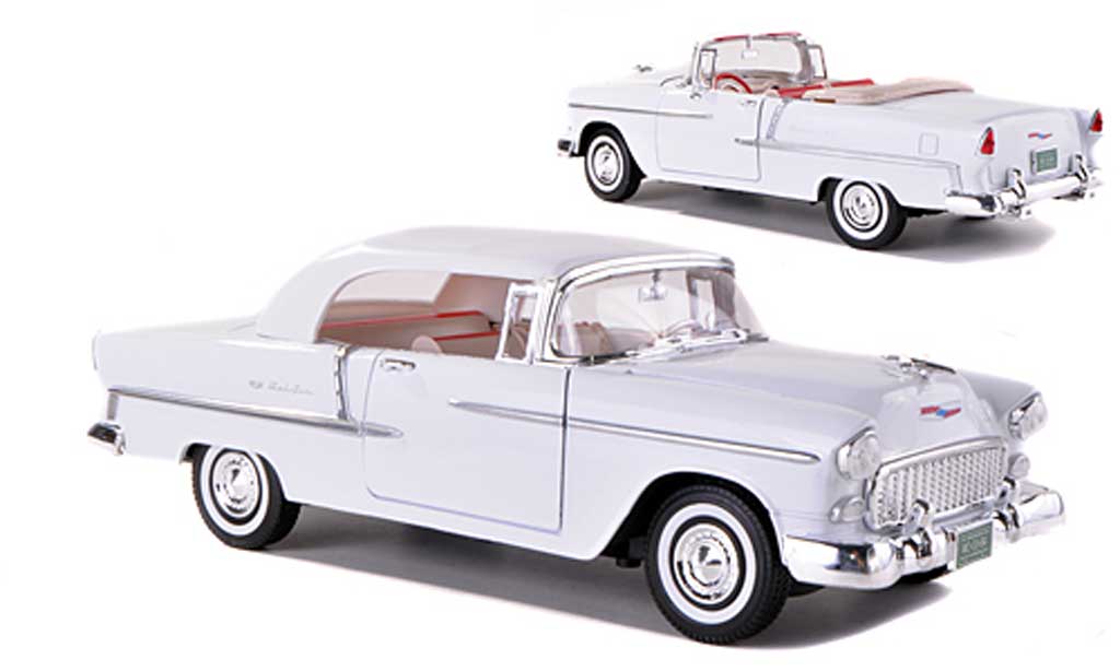 Chevrolet Bel Air 1955 1/18 Motormax 1955 Convertibile bianco modellino in miniatura
