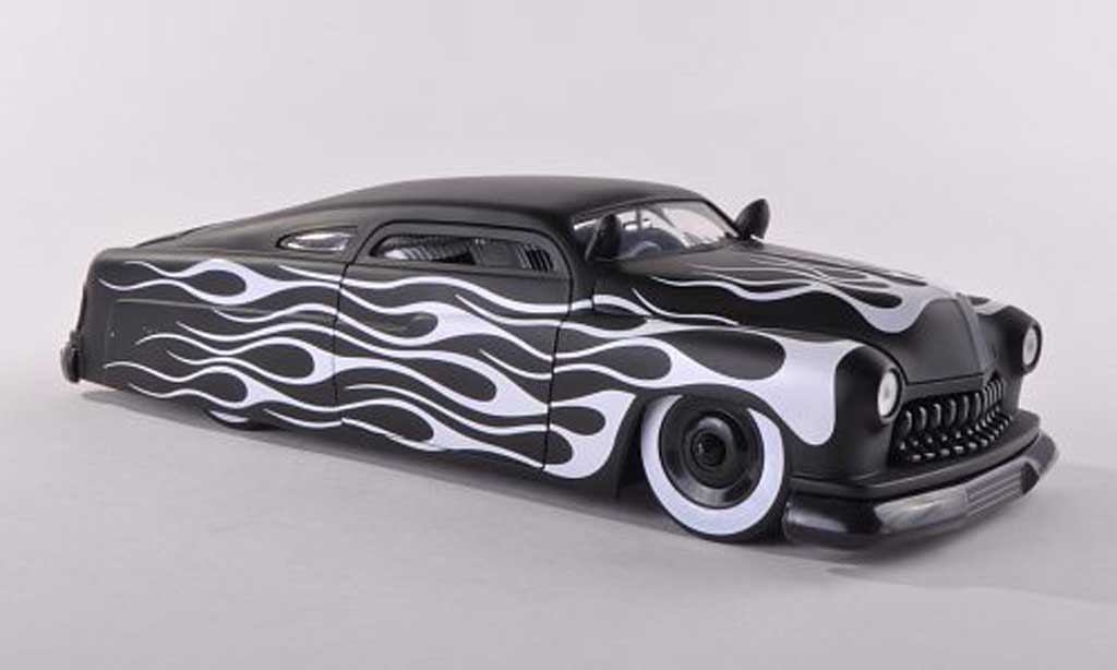 Lincoln Mercury 1/18 Jada Toys lumineuses-nero avec biancoem deco de flame 1951 modellino in miniatura