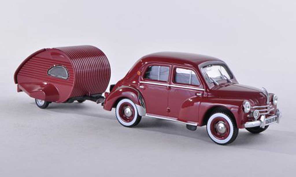 Renault 4CV 1/43 Eligor avec caravane Ailette nero-rosso modellino in miniatura