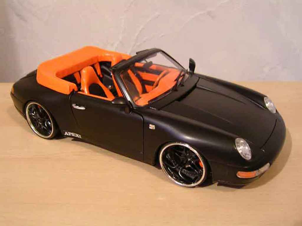 Porsche 993 S 1/18 Burago Cabriolet Carrera nero tuning modellino in miniatura