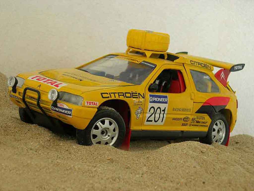 Citroen ZX 1/18 Solido rallye raid #201 1992 Jaune modellino in miniatura