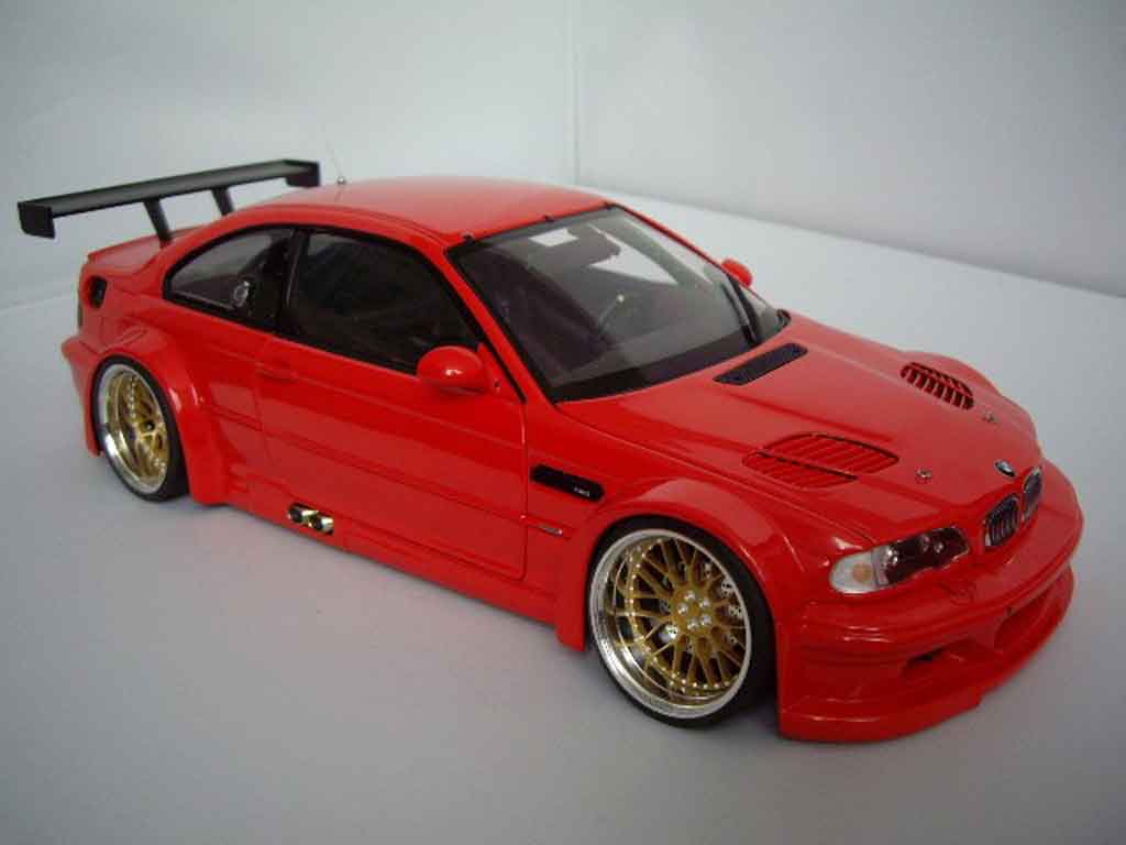 Bmw M3 E46 1/18 Minichamps GTR E46 rosso jantes bbs 19 pouces tuning modellino in miniatura
