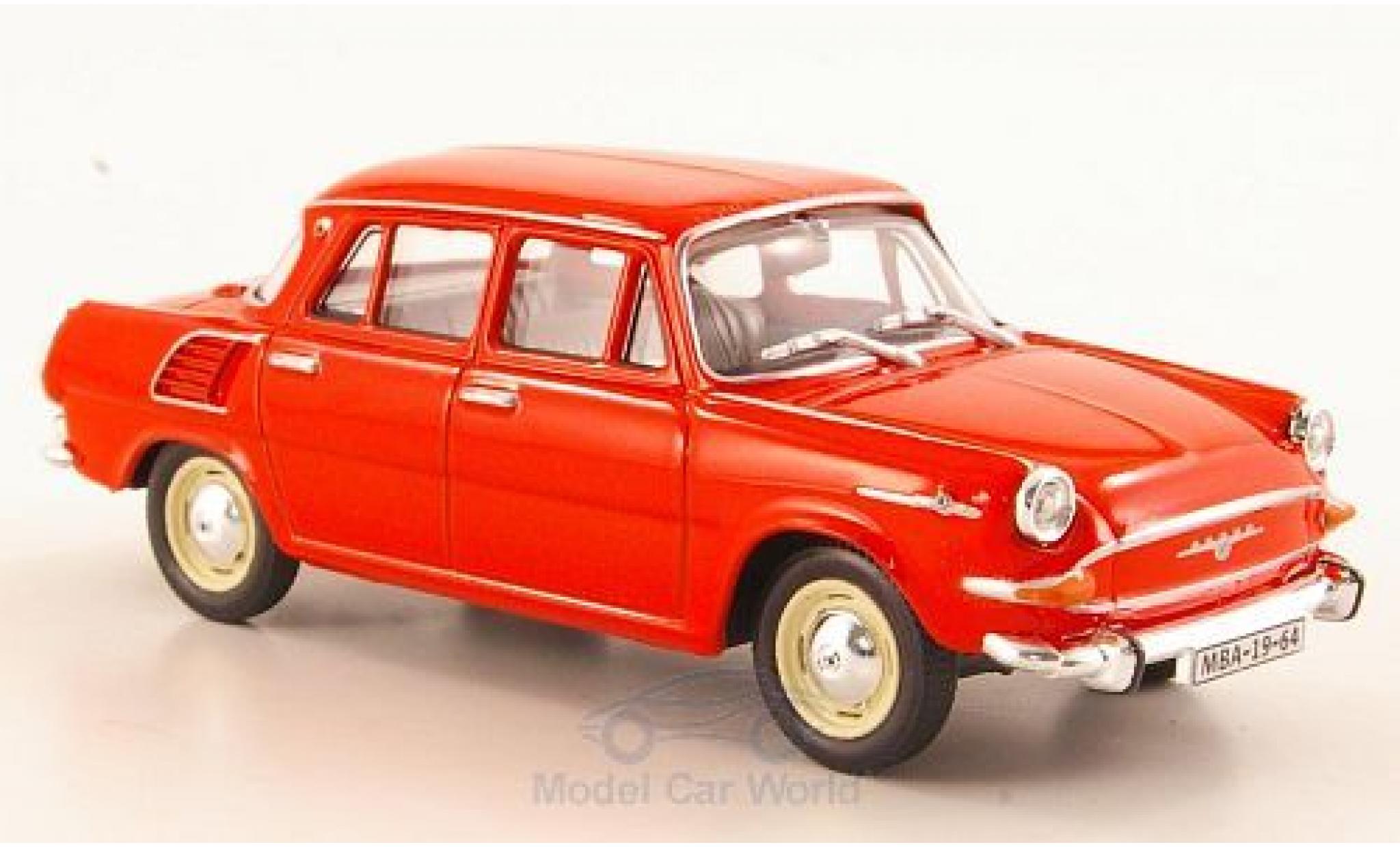 Skoda 1000 1/43 Abrex MB rosso 1964 modellino in miniatura