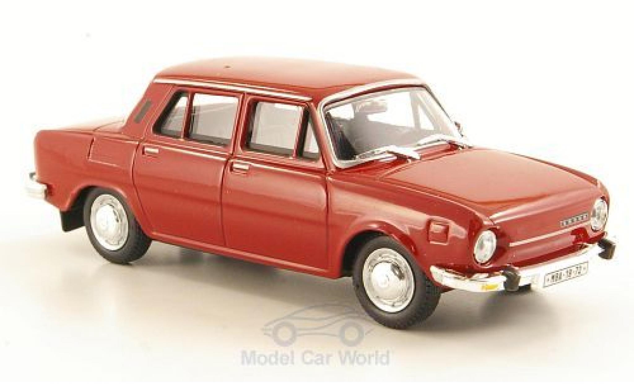 Skoda 110 1/43 Abrex L rosso 1973 ohne Vitrine modellino in miniatura