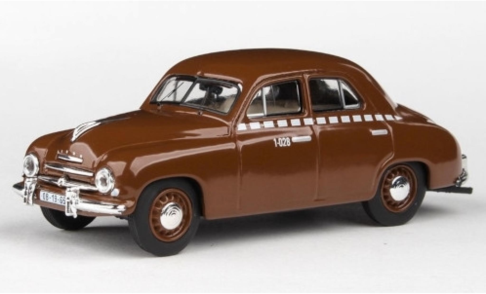 Skoda 120 1/43 Abrex 1 marroneee/Dekor Taxi 1956 modellino in miniatura