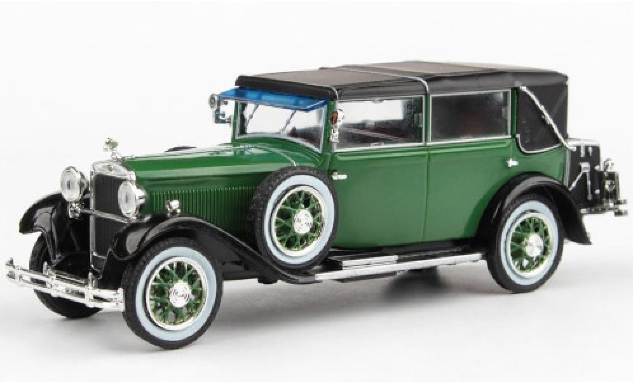Skoda 860 1/43 Abrex verde/nero RHD 1932 fermé Verdeck modellino in miniatura
