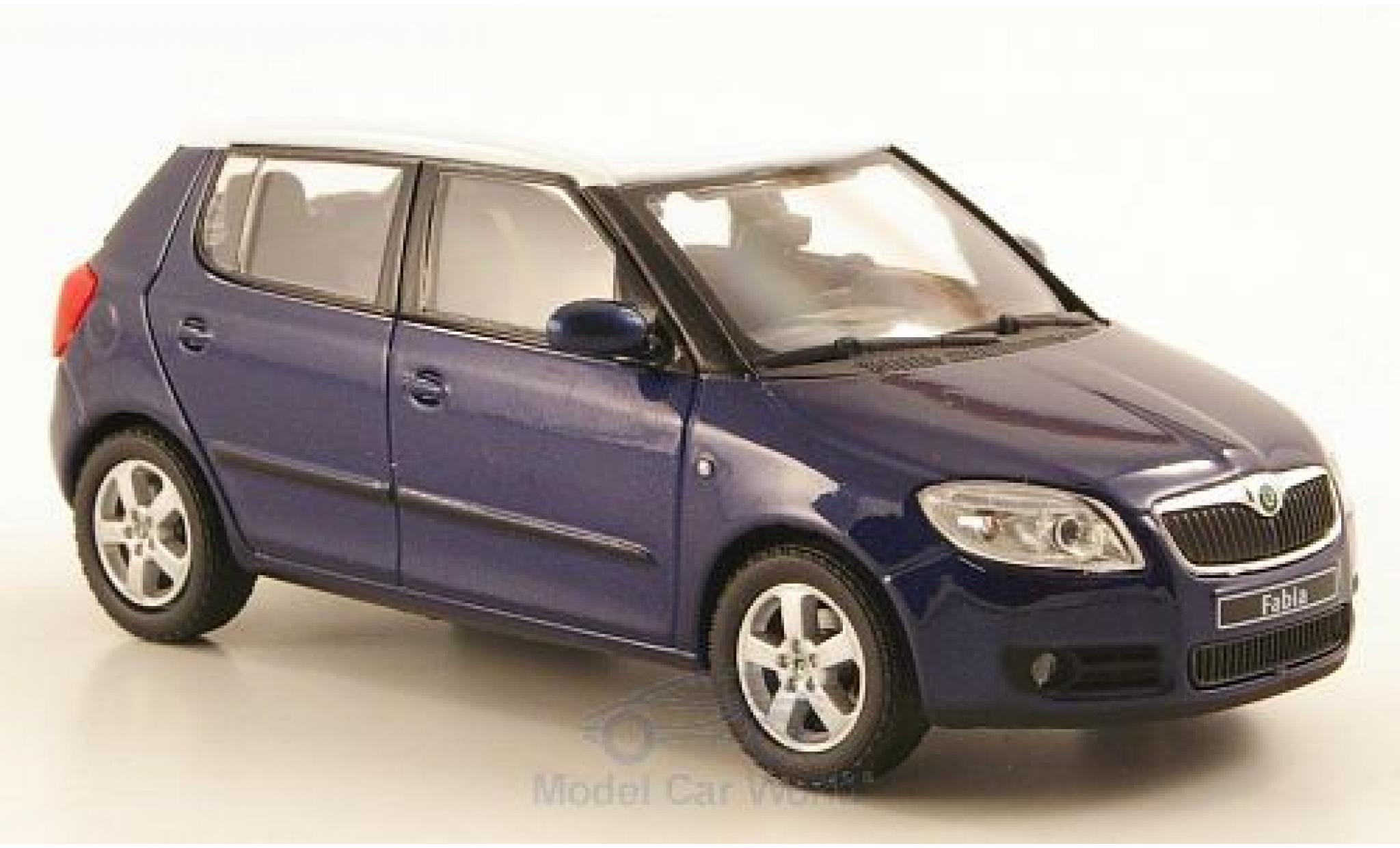 Skoda Fabia 1/43 Abrex II metallico blu/bianco 2006 modellino in miniatura