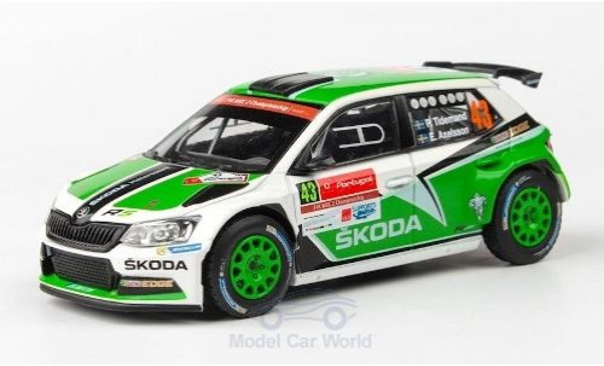 Skoda Fabia 1/43 Abrex III R5 No.43 Rallye WM Rallye Portugal 2015 P.Tidemand/E.Axelsson modellino in miniatura