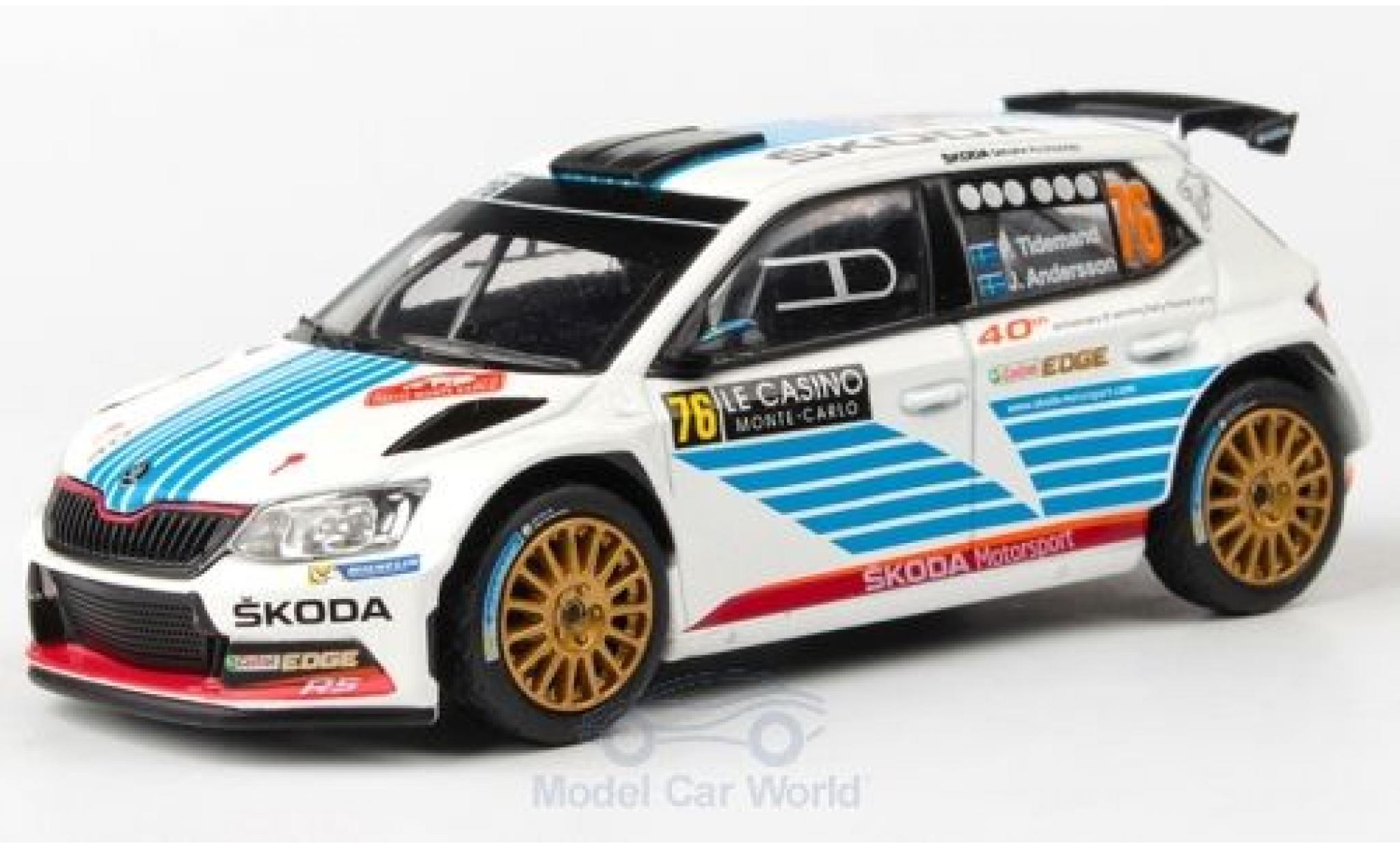 Skoda Fabia 1/43 Abrex III R5 No.76 Rallye WM Rallye Monte Carlo 2017 P.Tidemand/J.Andersson modellino in miniatura