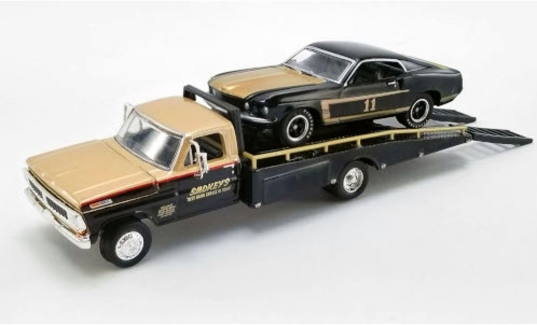 Ford Mustang 1/64 ACME Boss 302 No.11 Smokeys Trans-Am 1969 avec 1970 F-350 Ramp Truck S.Yunick modellino in miniatura