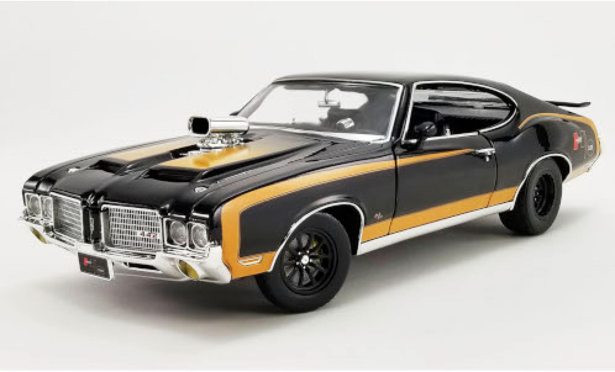 Oldsmobile 442 1/18 ACME Hurst Drag Outlaw nero/gold 1972 modellino in miniatura
