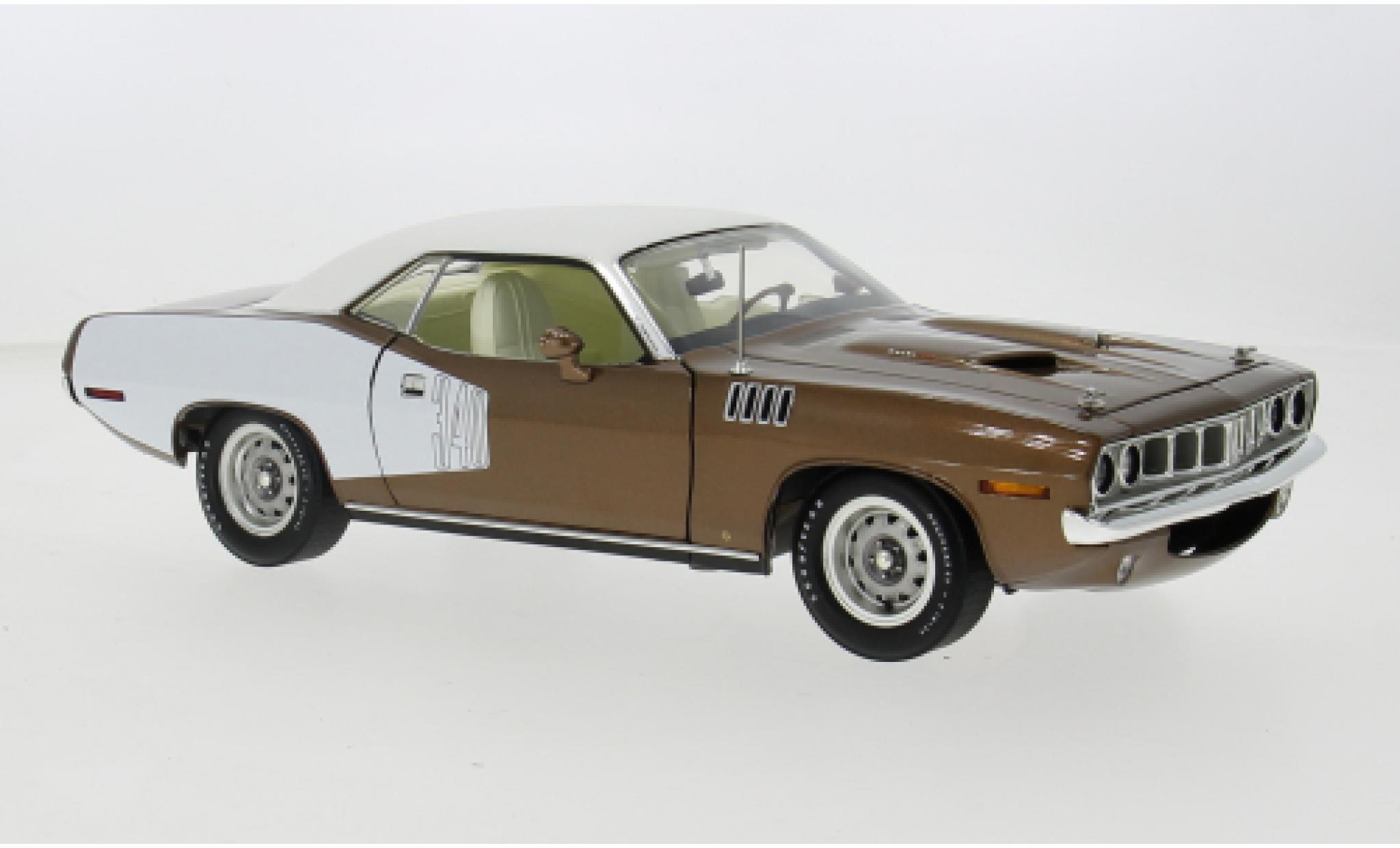 Plymouth Cuda 1/18 ACME bronze/weiss 1971 1:18 modellino in miniatura
