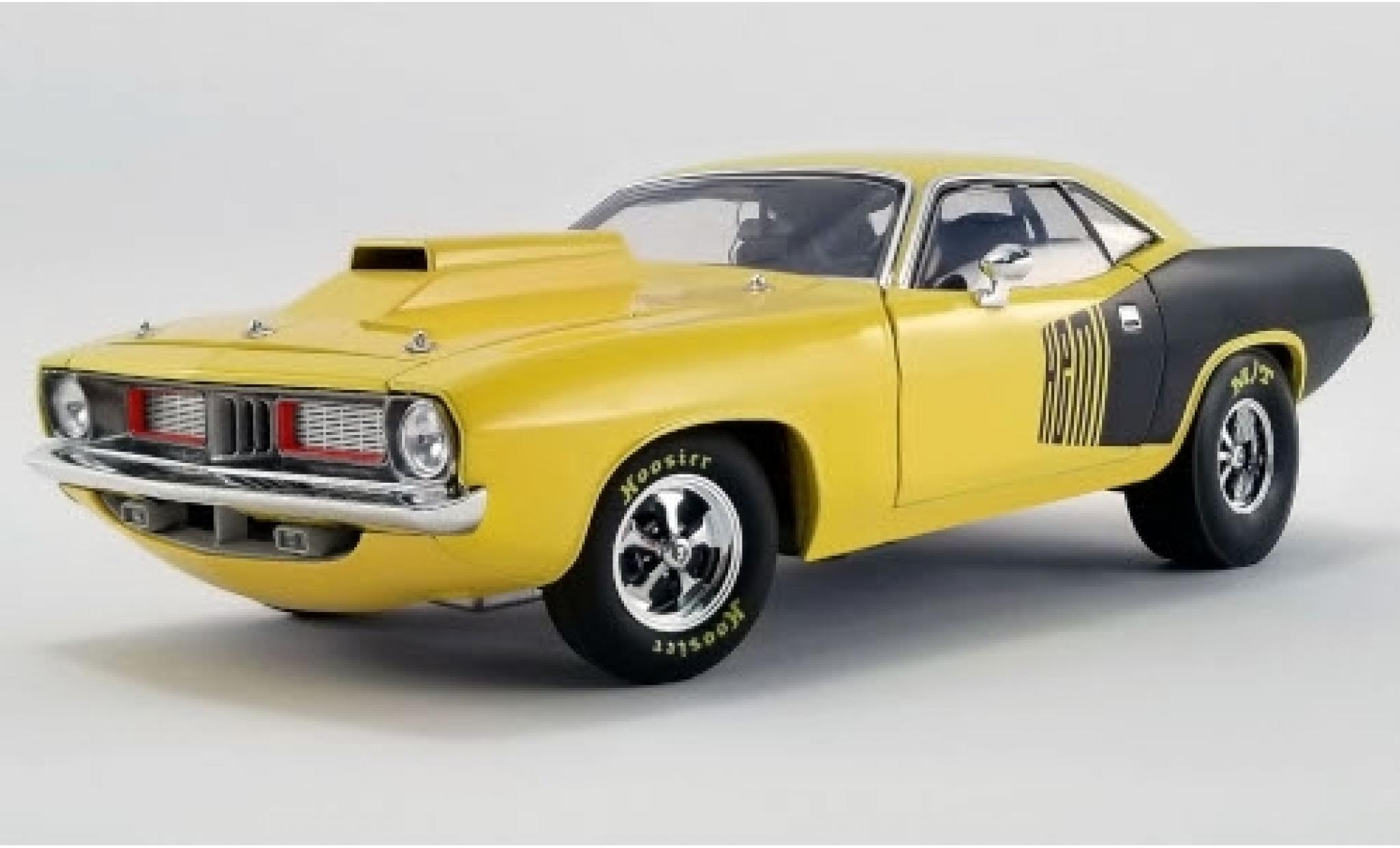 Plymouth Cuda 1/18 ACME Drag Car giallo/Dekor 1972 modellino in miniatura