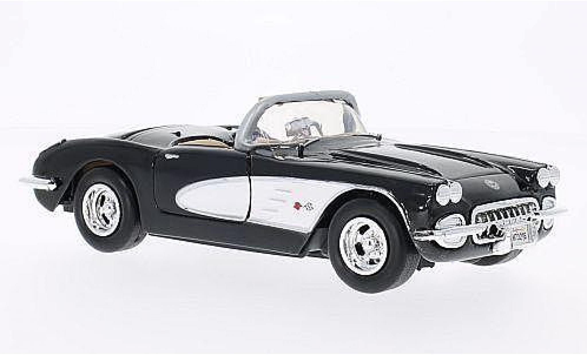 Chevrolet Corvette 1/24 Motormax (C1) nero/bianco 1959 modellino in miniatura