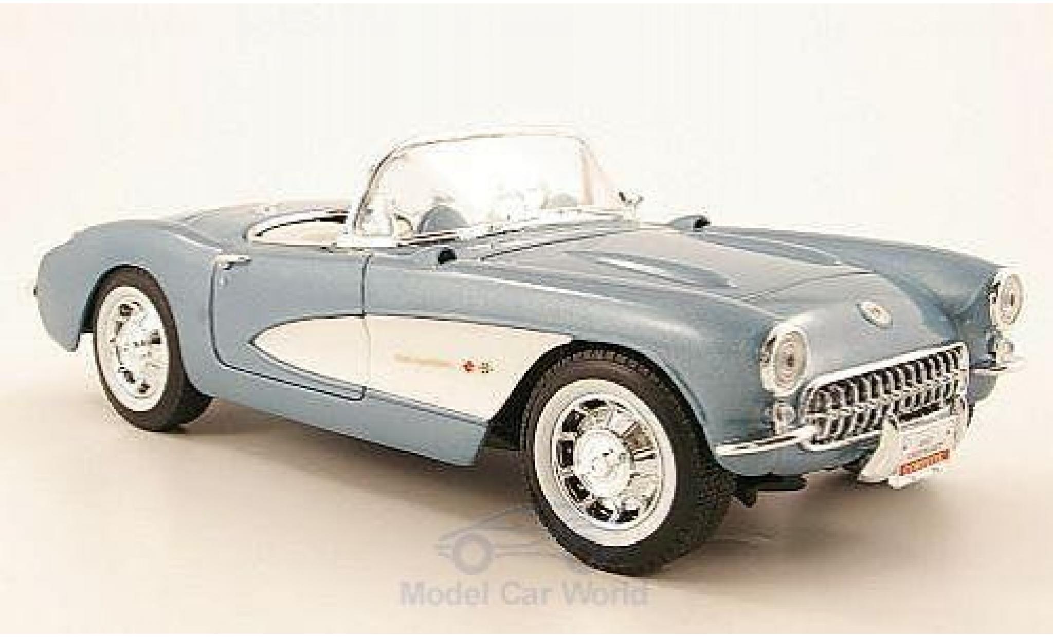 Chevrolet Corvette C1 1/18 Motormax metallico blu 1957 modellino in miniatura
