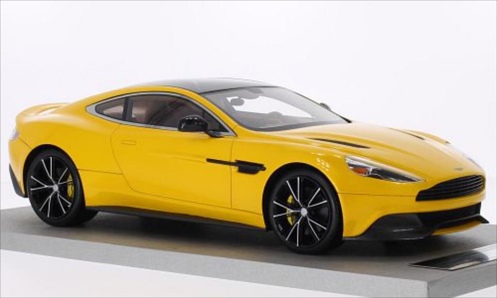 Aston Martin Vanquish 1/18 Tecnomodel Coupe metallico giallo/carbon modellino in miniatura