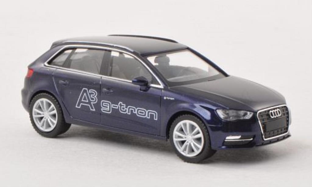 Audi A3 1/87 Herpa Sportback g-tron blu modellino in miniatura