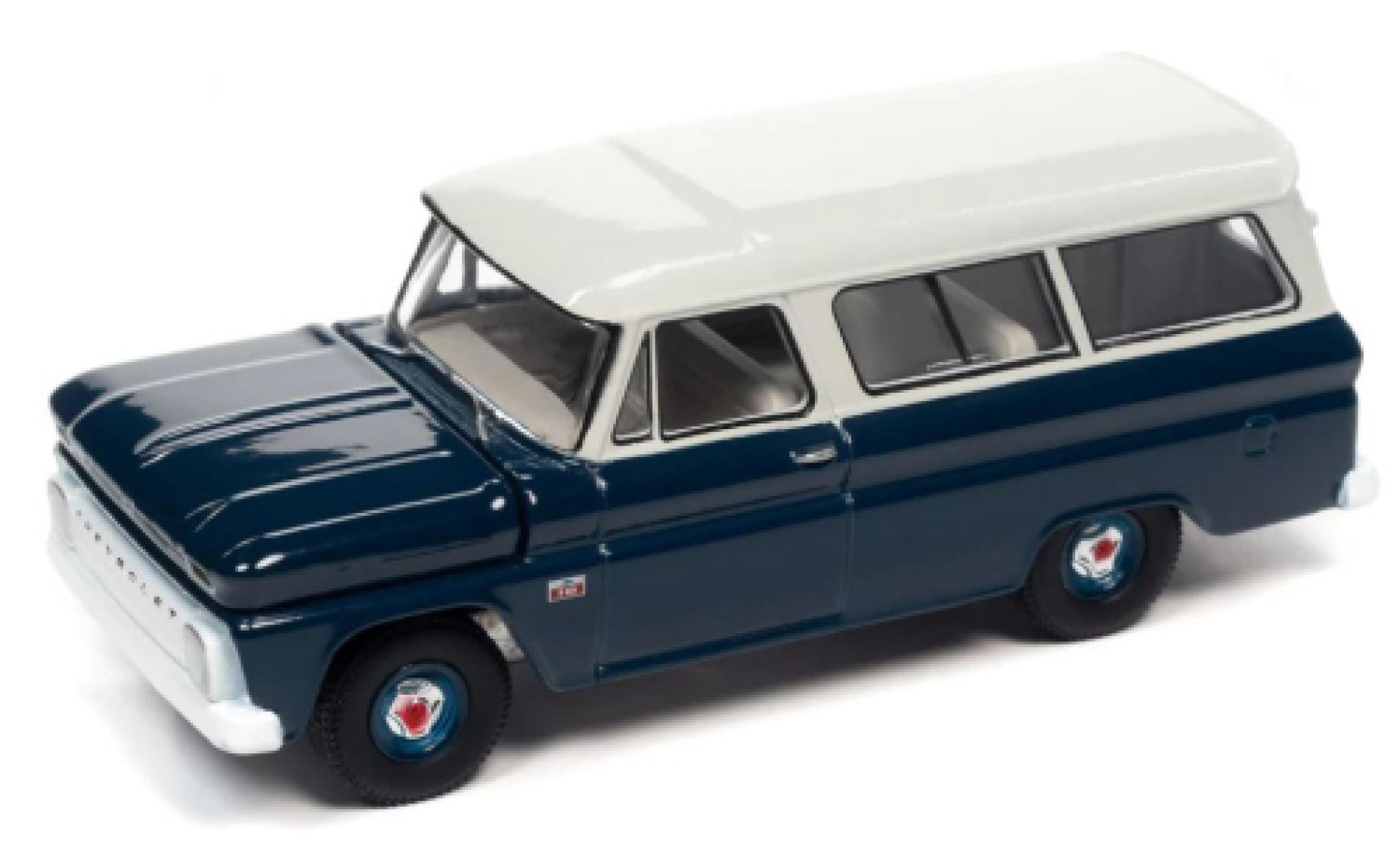 Chevrolet Suburban 1/64 Auto World blu foncé/bianco 1966 modellino in miniatura