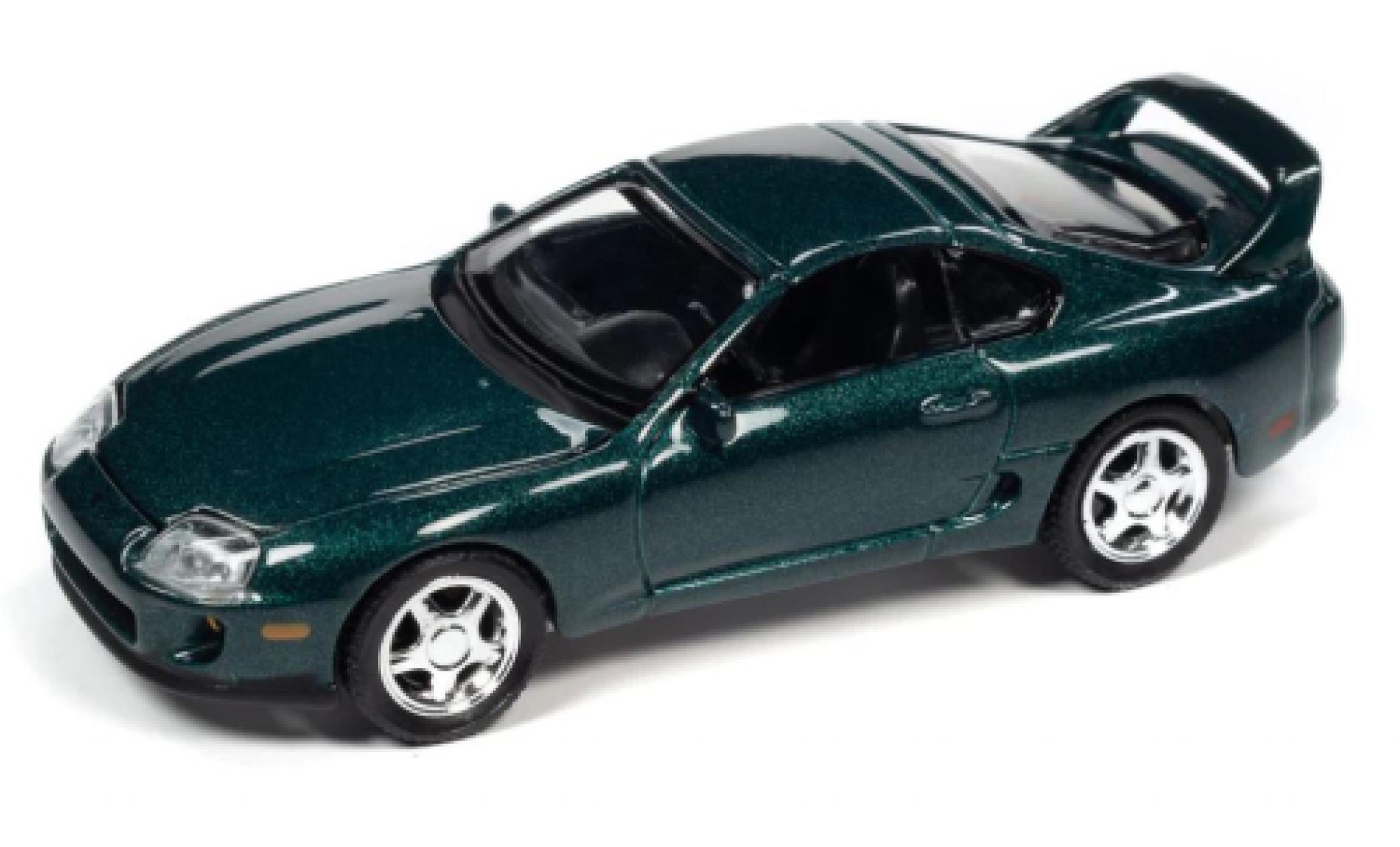 Toyota Supra 1/64 Auto World metallise verde foncé 1996 modellino in miniatura