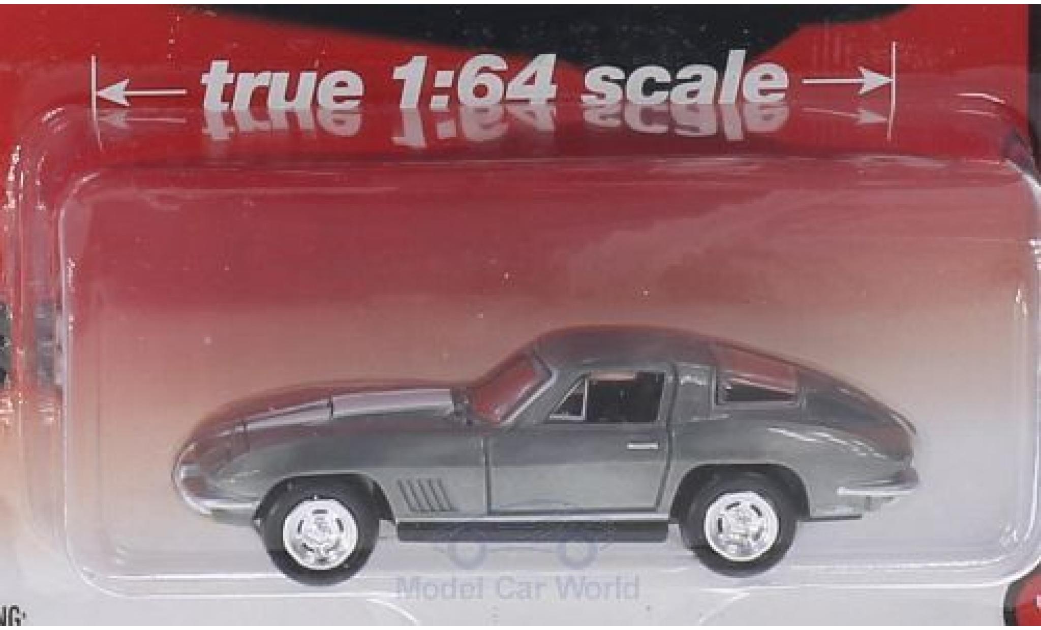 Chevrolet Corvette 1/64 Auto World StingRay 427 Special Version grigio/bianco 1967 ohne Vitrine modellino in miniatura