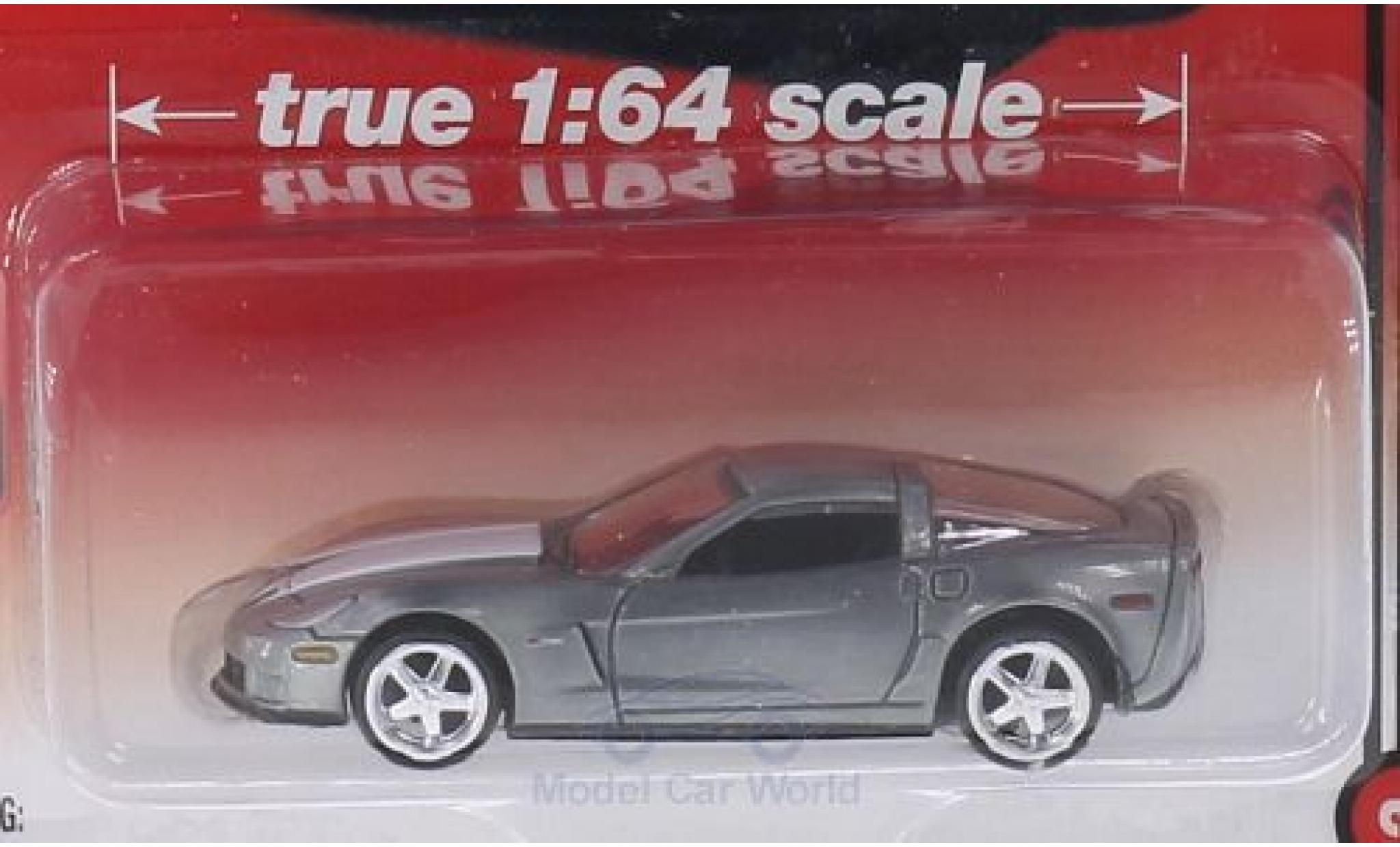 Chevrolet Corvette 1/64 Auto World Z06 (C6) Special Version grigio/bianco 2012 ohne Vitrine modellino in miniatura