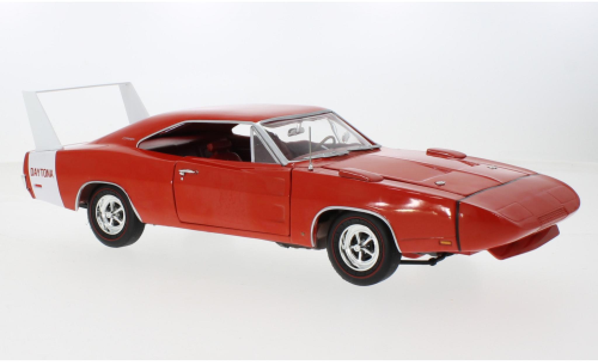 Dodge Charger 1/18 Auto World Daytona rot/weiss 1969 1:18 modellino in miniatura