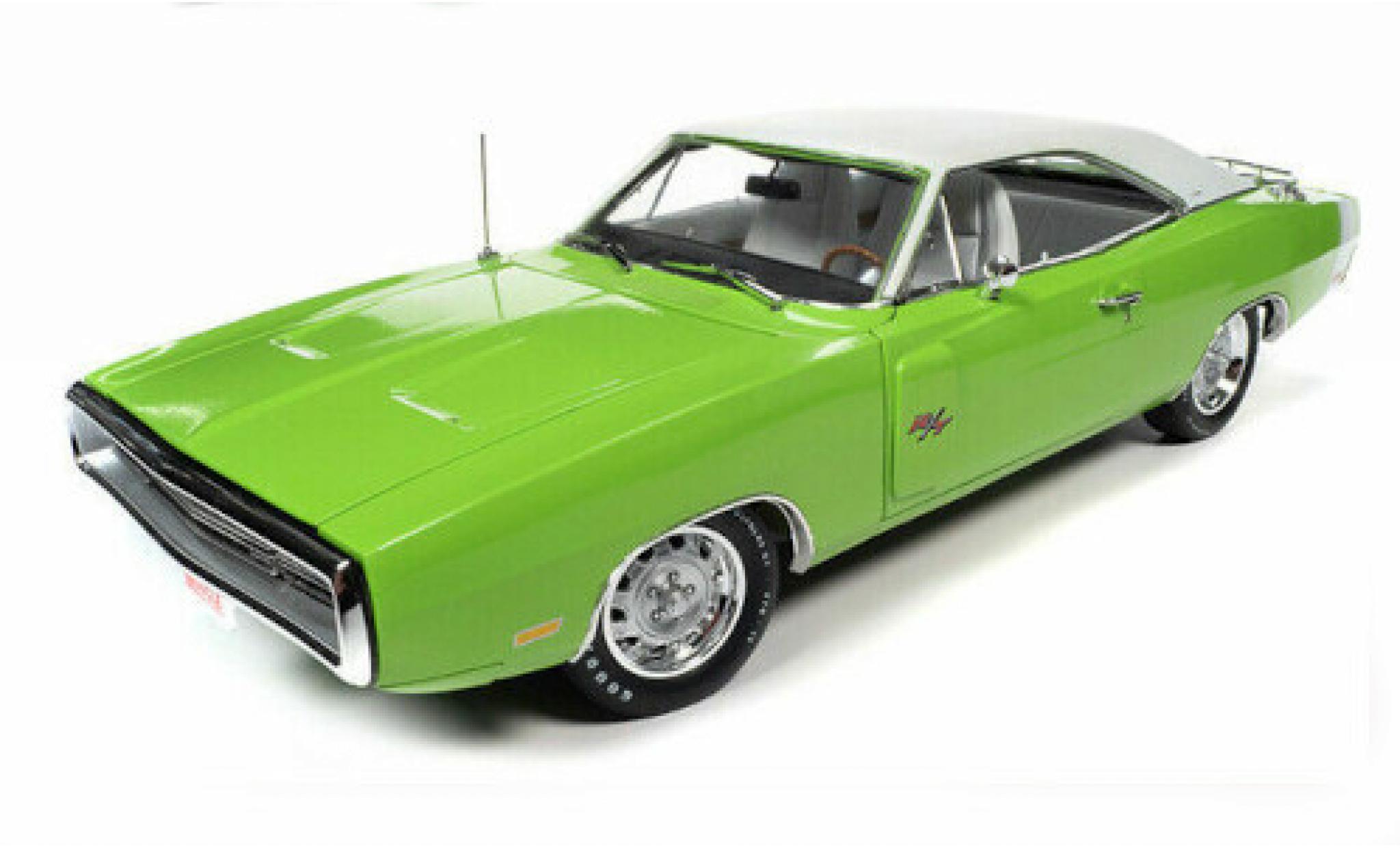 Dodge Charger 1/18 Auto World R/T verde/bianco 1970 modellino in miniatura