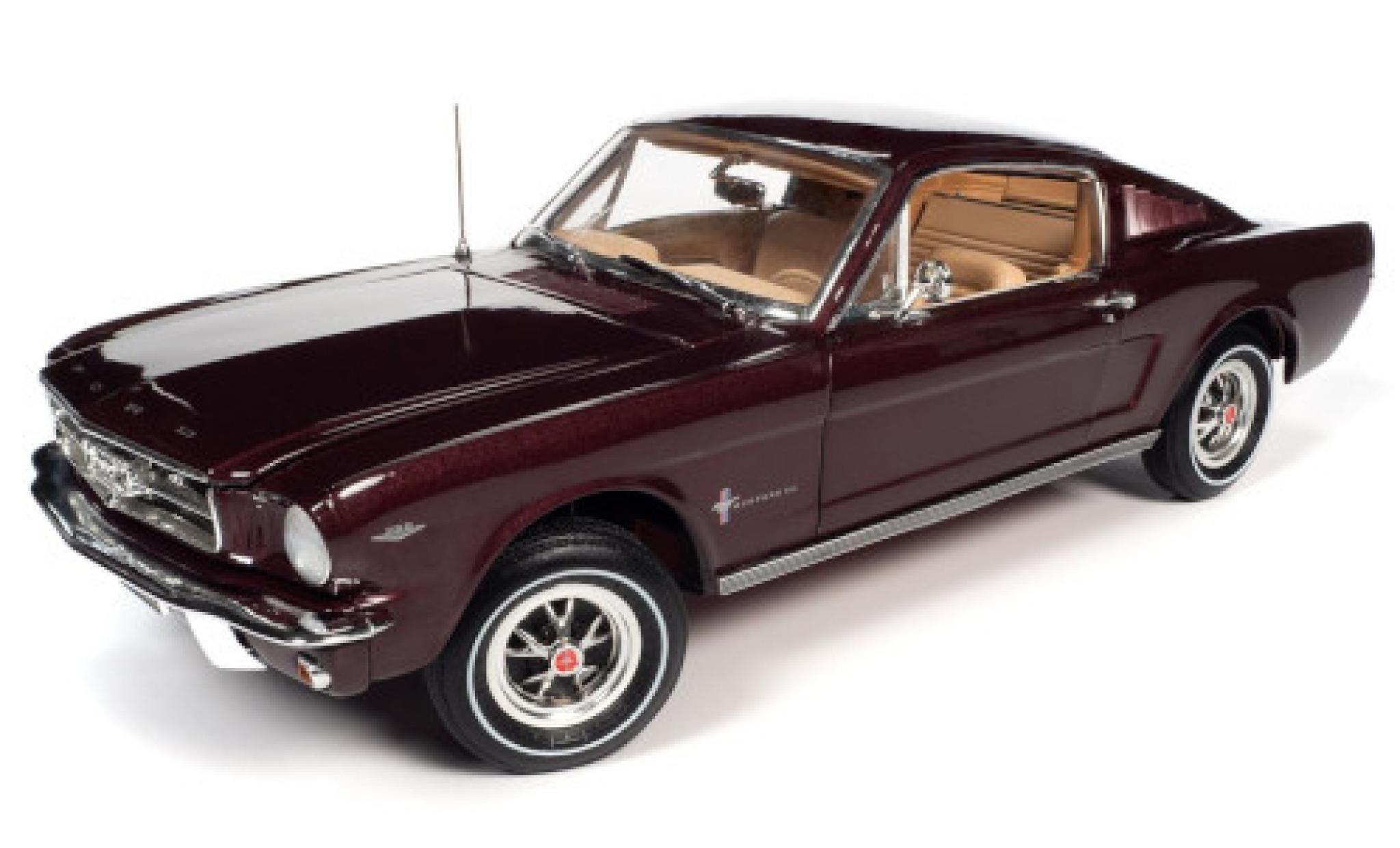 Ford Mustang 1/18 Auto World 2+2 metallico rosso 1965 modellino in miniatura