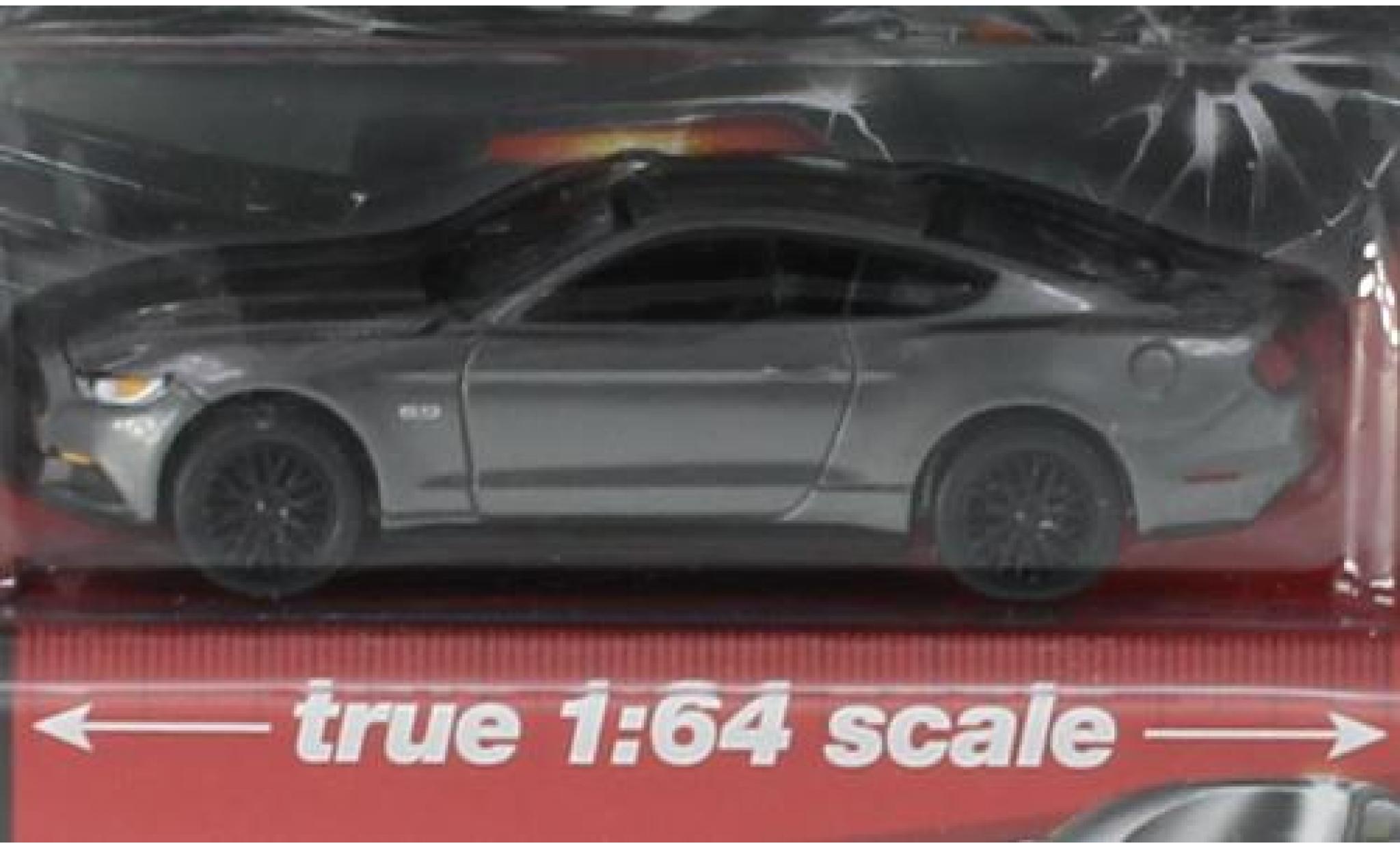 Ford Mustang 1/64 Auto World GT metallico grigio 2017 modellino in miniatura