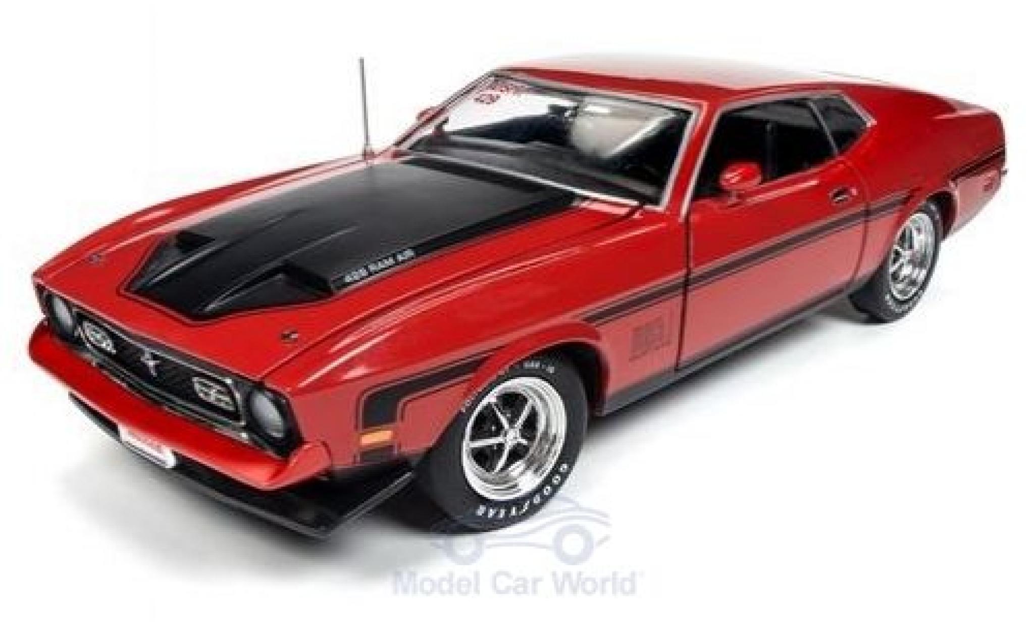 Ford Mustang 1/18 Auto World Mach 1 rosso/nero 1971 modellino in miniatura